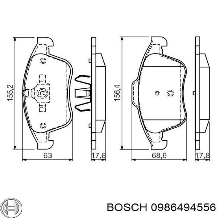 0 986 494 556 Bosch pastillas de freno delanteras