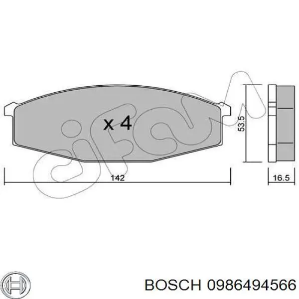 Pastillas de freno 0986494566 Bosch