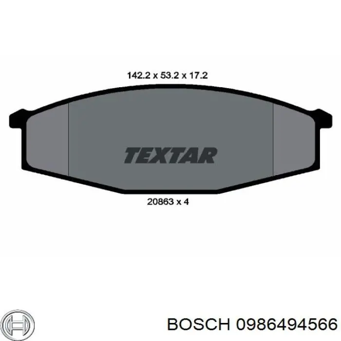 0986494566 Bosch Pastillas delanteras