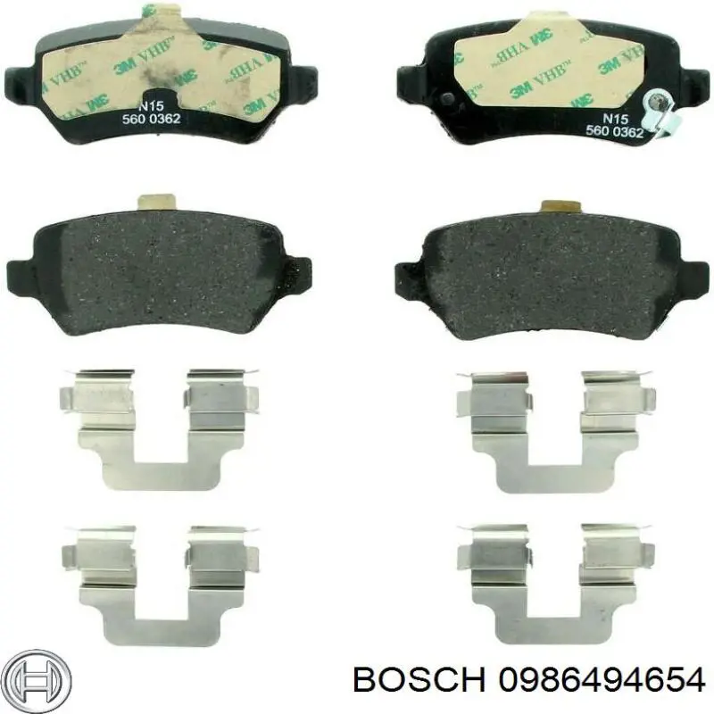 0 986 494 654 Bosch pastillas de freno traseras