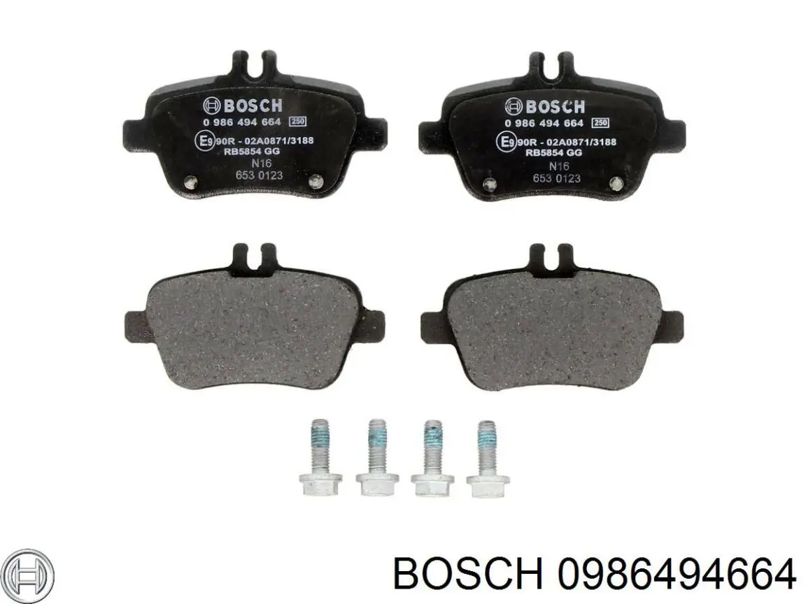 0 986 494 664 Bosch pastillas de freno traseras