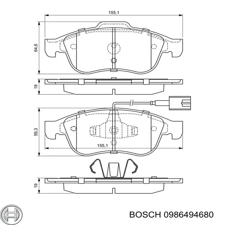 0 986 494 680 Bosch pastillas de freno delanteras