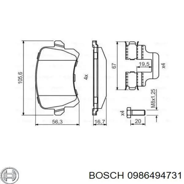 Pastillas freno traseras Bosch 0986494731 precio, desde 50,64 USD