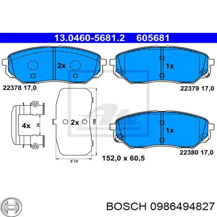 0986494827 Bosch pastillas de freno delanteras