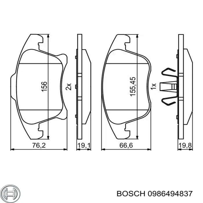 0986494837 Bosch pastillas de freno delanteras