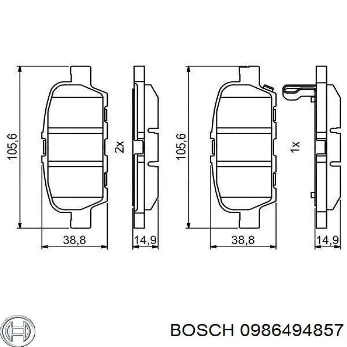 0986494857 Bosch pastillas de freno traseras