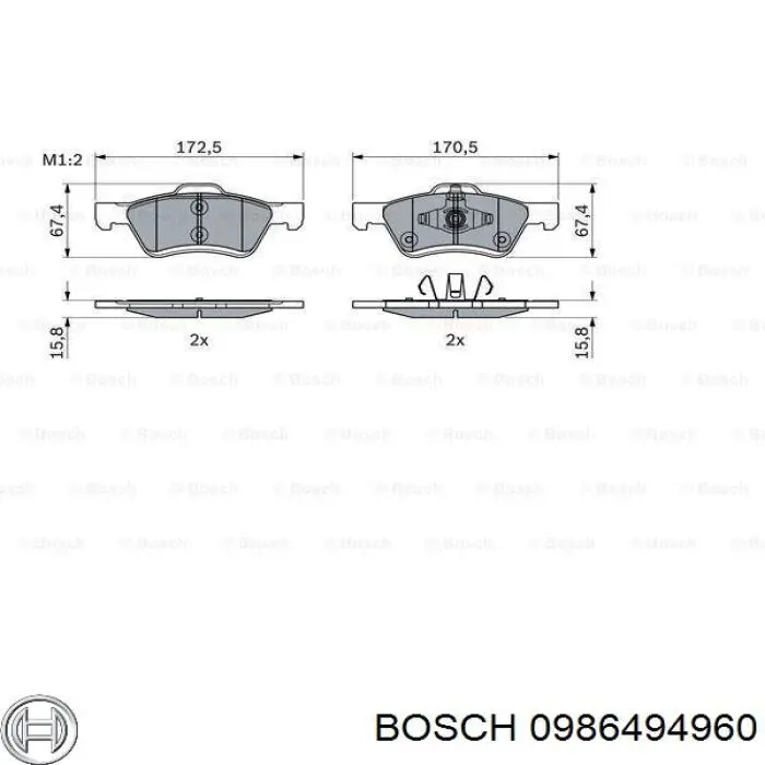 0986494960 Bosch pastillas de freno delanteras