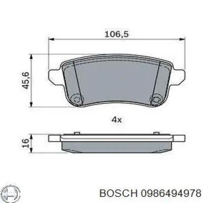 0986494978 Bosch pastillas de freno traseras