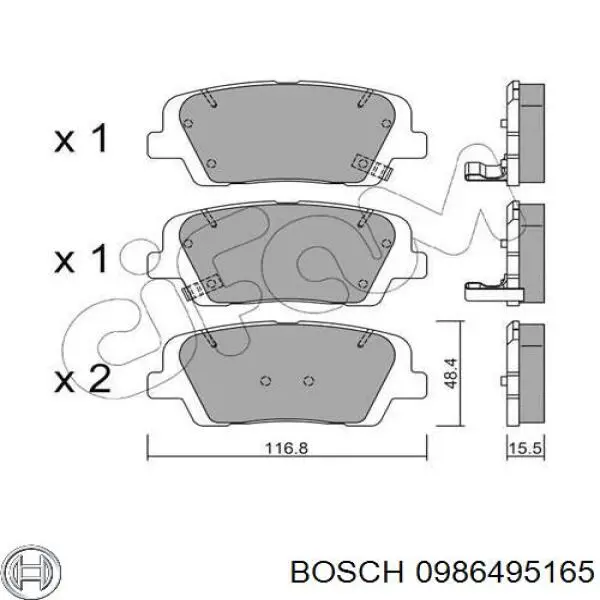 0986495165 Bosch pastillas de freno traseras