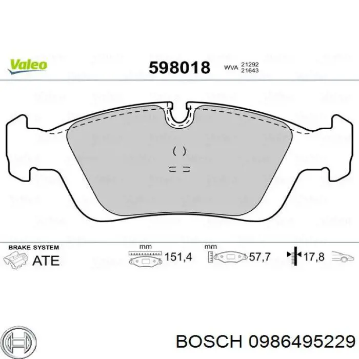 0986495229 Bosch pastillas de freno delanteras