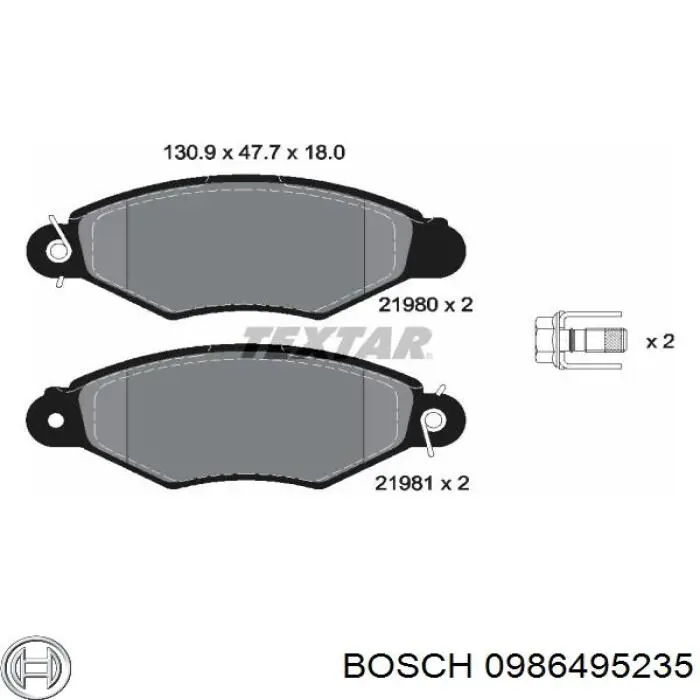 0986495235 Bosch pastillas de freno delanteras