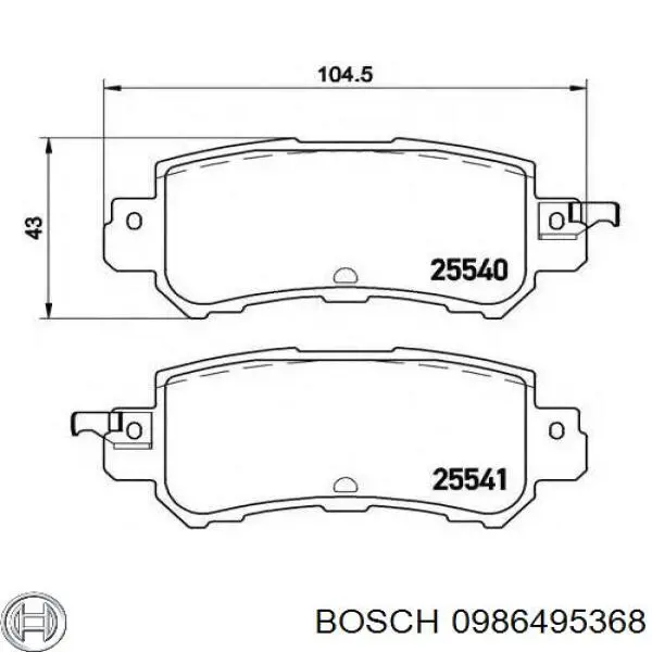 0986495368 Bosch pastillas de freno traseras