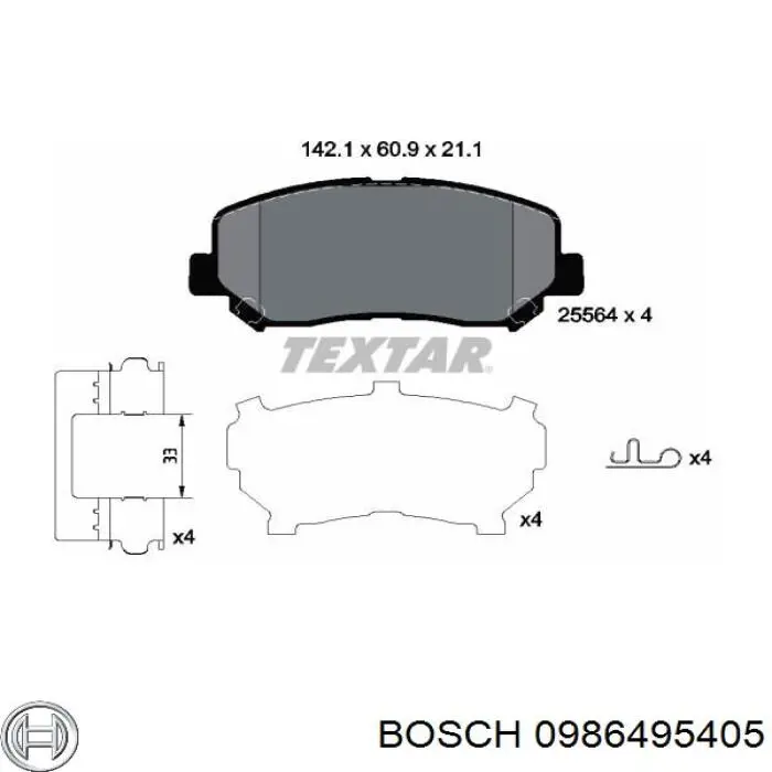 0986495405 Bosch pastillas de freno delanteras