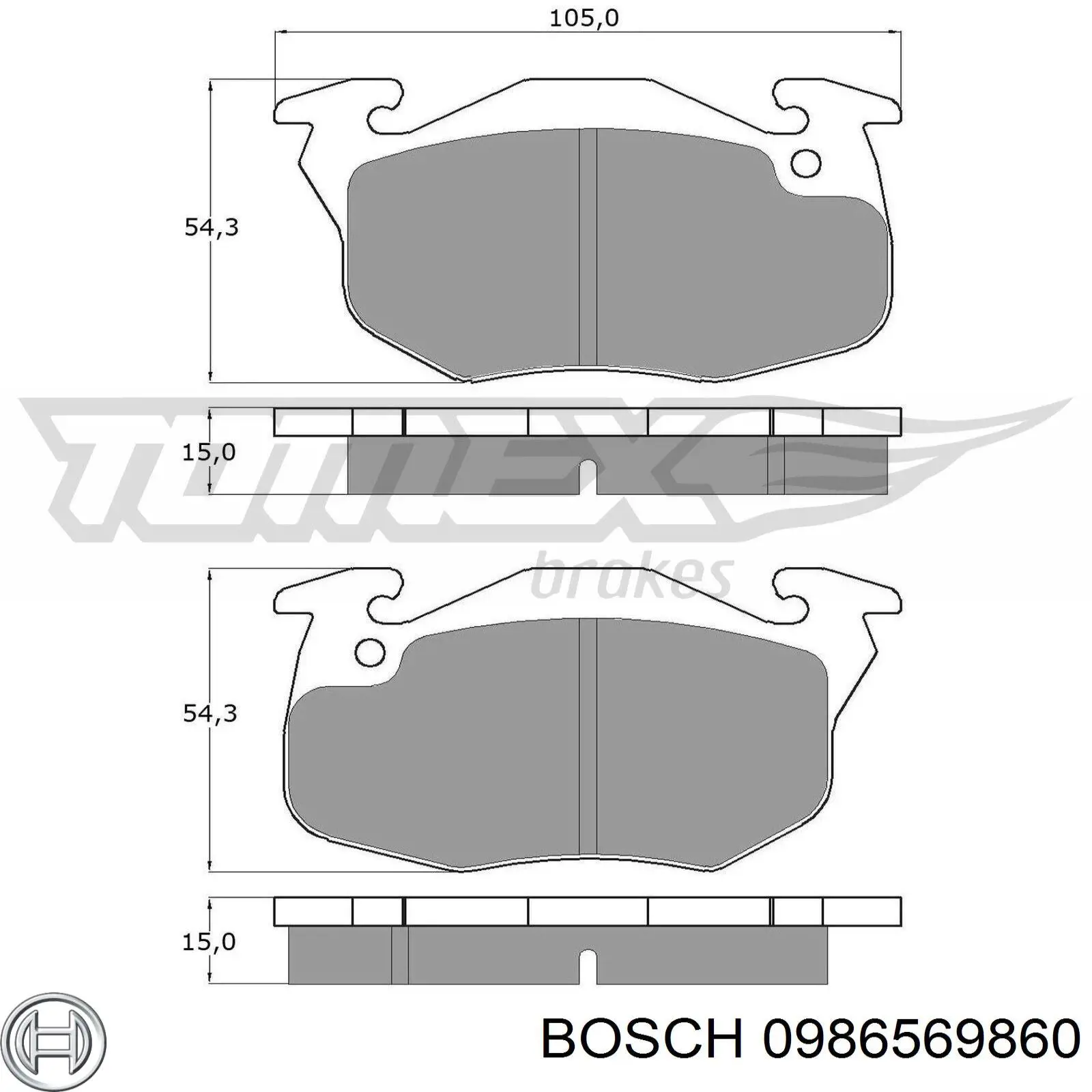 0 986 569 860 Bosch pastillas de freno delanteras