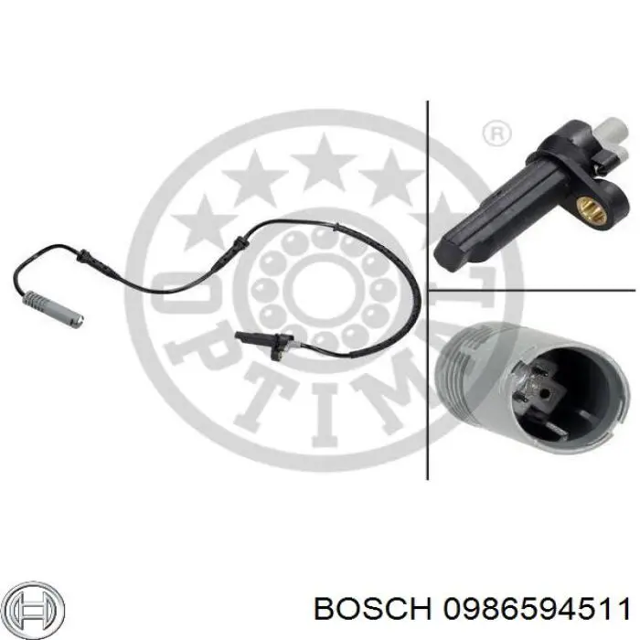Sensor ABS trasero 0986594511 Bosch
