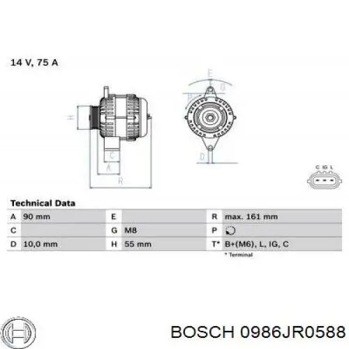 0986JR0588 Bosch alternador