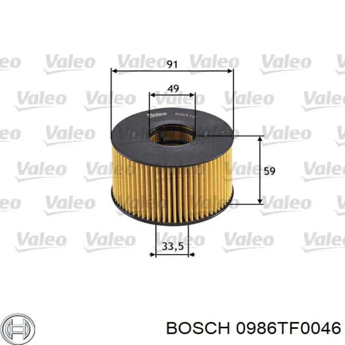 0 986 TF0 046 Bosch filtro de aceite