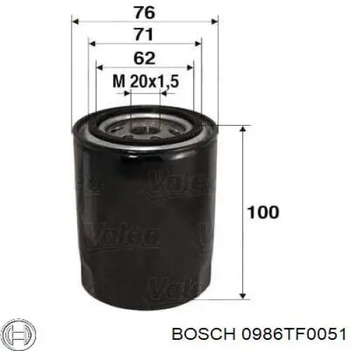 0986TF0051 Bosch filtro de aceite