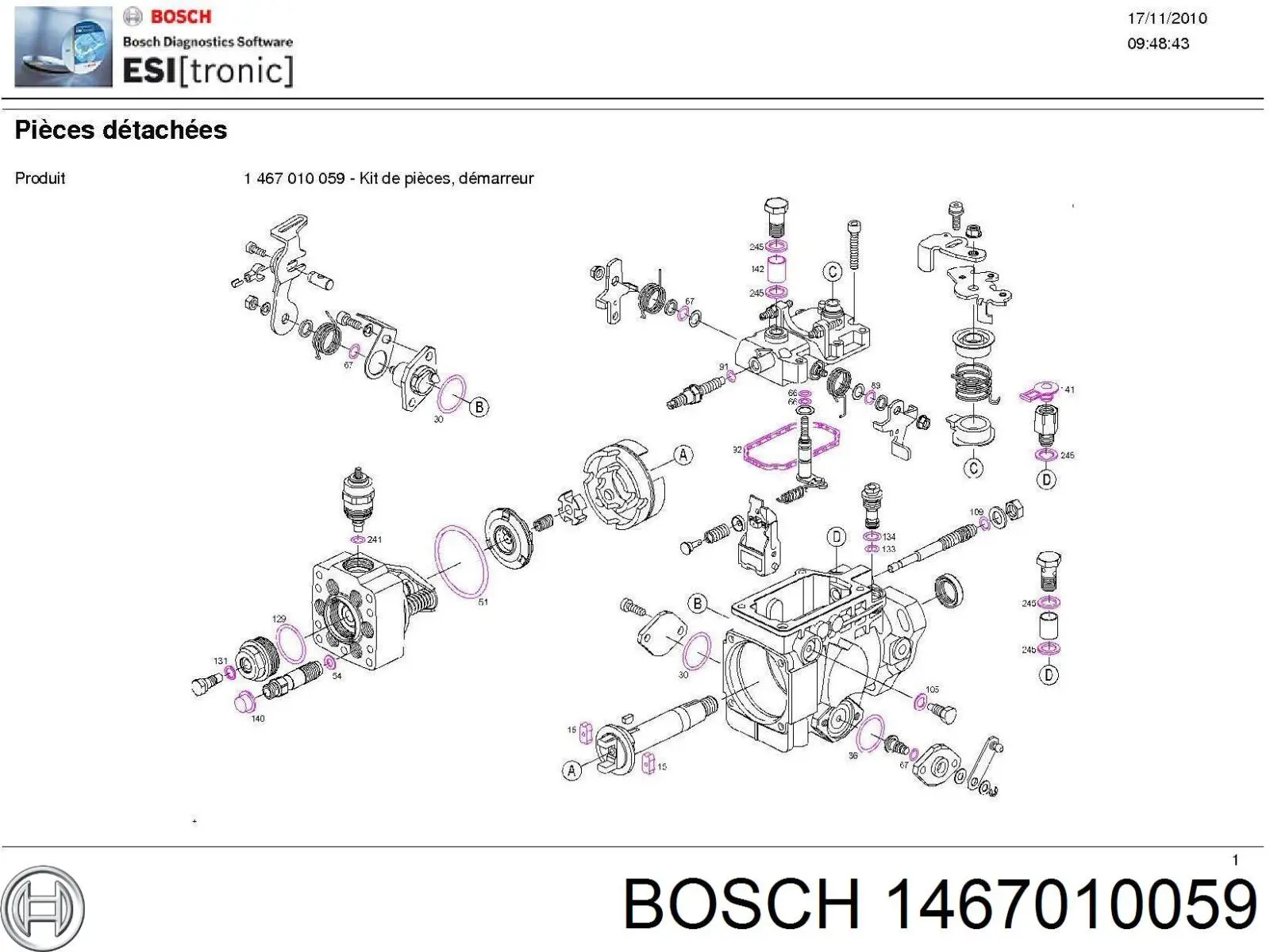 Kit de reparación de bomba de alta presión Bosch 1467010059