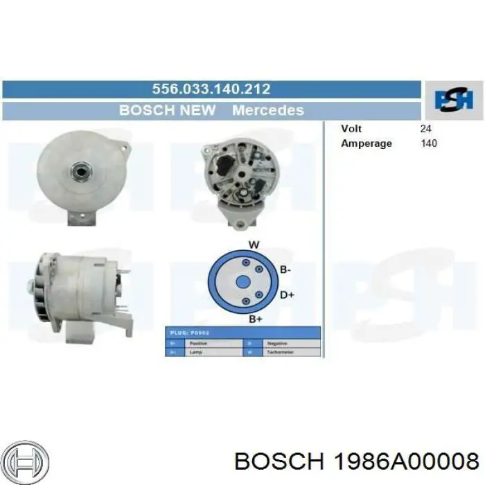 1 986 A00 008 Bosch alternador