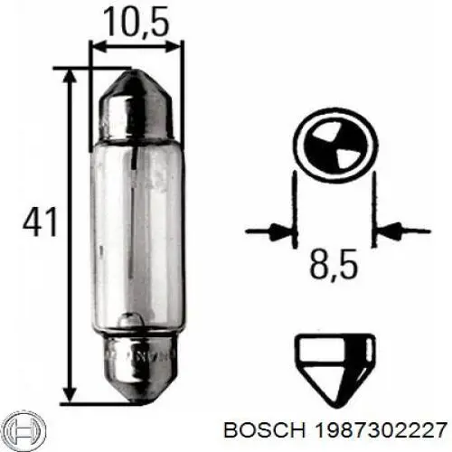 1 987 302 227 Bosch lámpara, luz interior/cabina