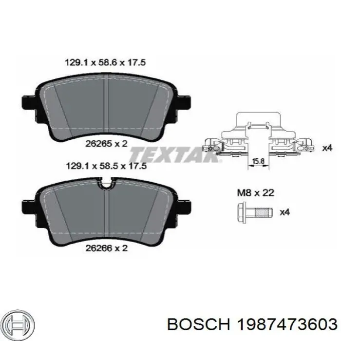 1987473603 Bosch contacto de aviso, desgaste de los frenos, trasero