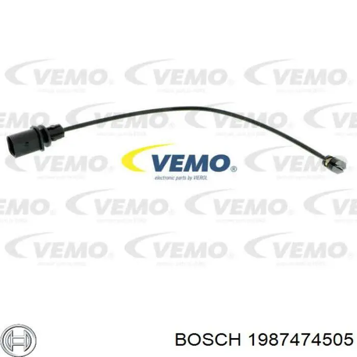 1987474505 Bosch Sensor de desgaste de las pastillas de freno delanteras