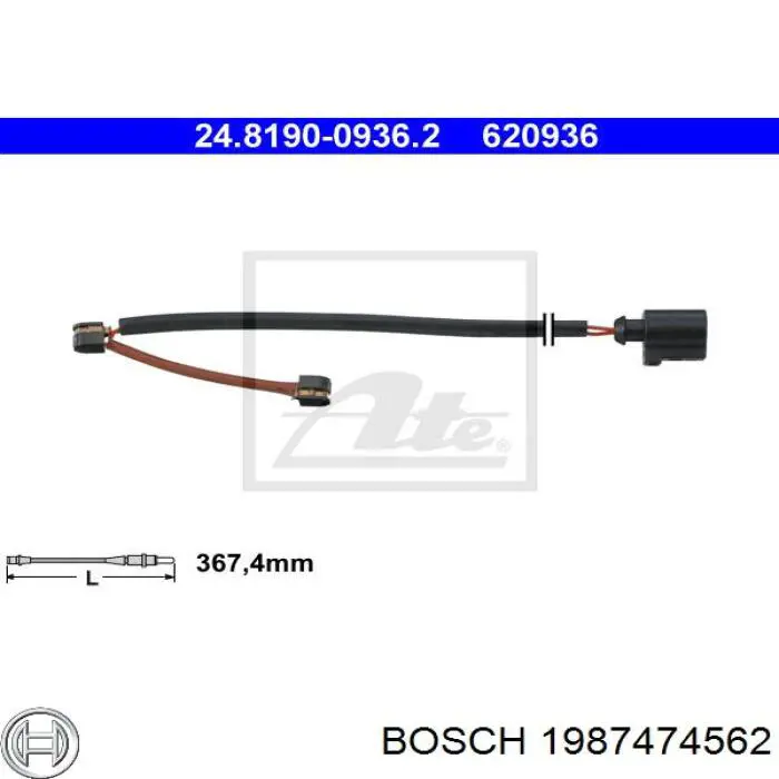 1987474562 Bosch contacto de aviso, desgaste de los frenos