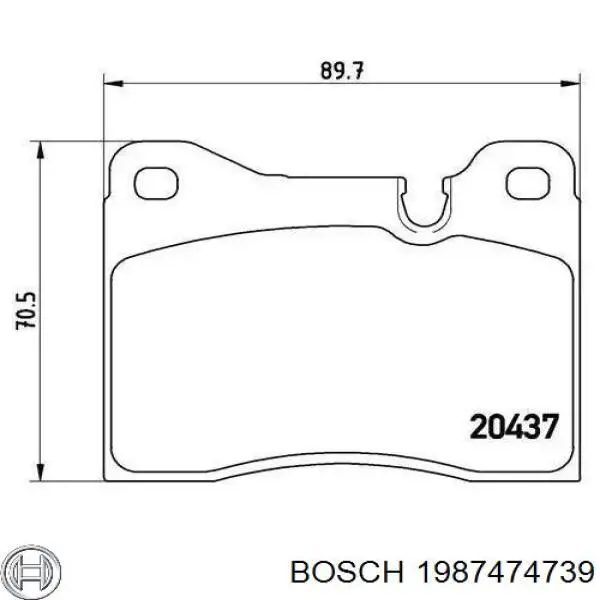 1987474739 Bosch Chapa antirruido de fijación de la pastilla de freno delantera
