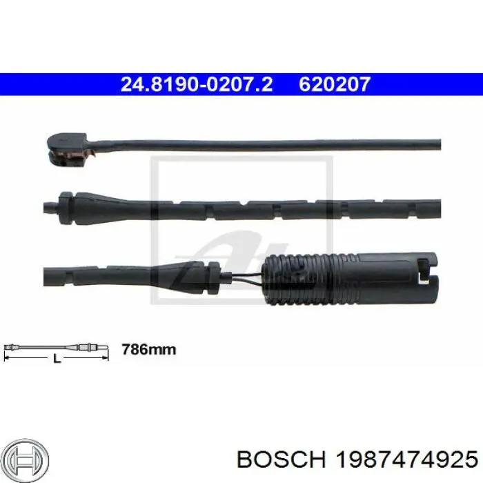 1987474925 Bosch contacto de aviso, desgaste de los frenos