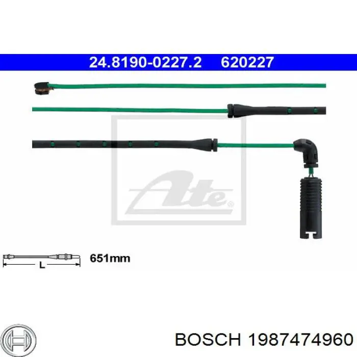 1987474960 Bosch contacto de aviso, desgaste de los frenos