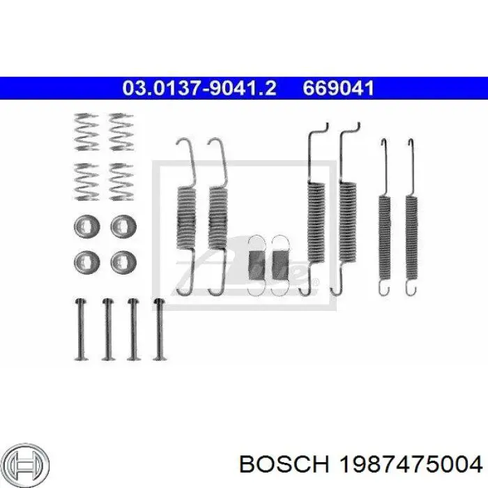 1987475004 Bosch kit de montaje, zapatas de freno traseras