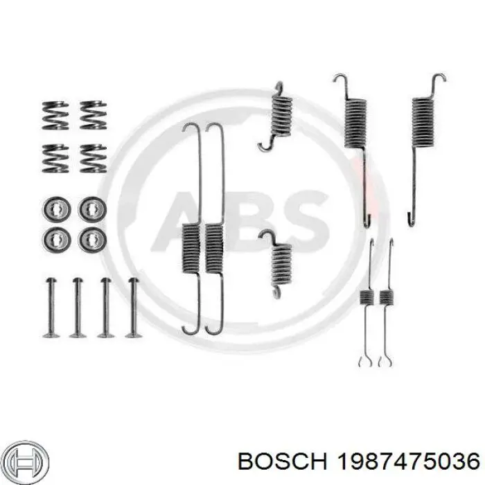1987475036 Bosch kit de montaje, zapatas de freno traseras