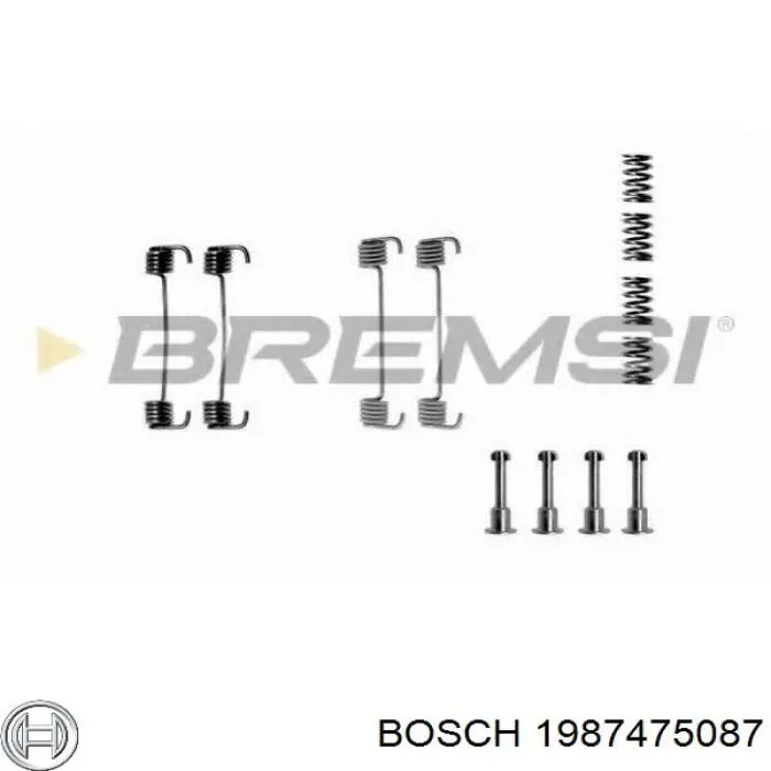1987475087 Bosch kit de montaje, zapatas de freno traseras