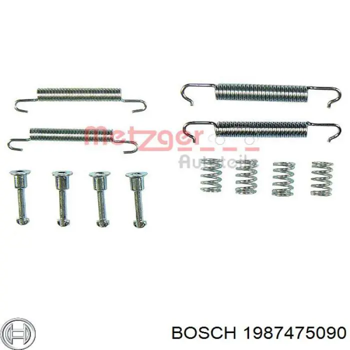 1987475090 Bosch kit de montaje, zapatas de freno traseras