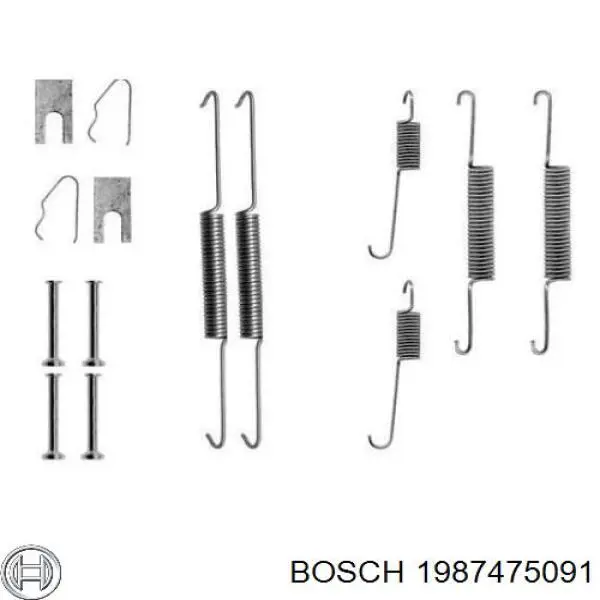 1987475091 Bosch kit de montaje, zapatas de freno traseras