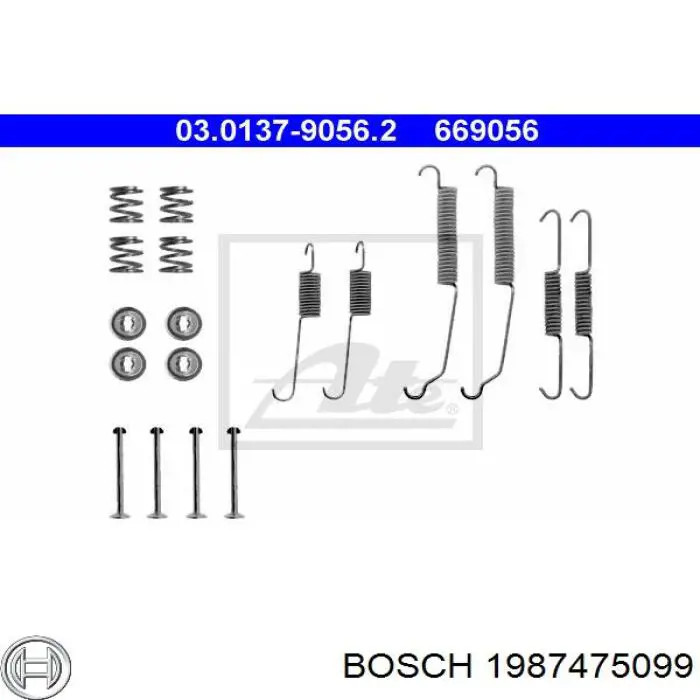1987475099 Bosch kit de montaje, zapatas de freno traseras