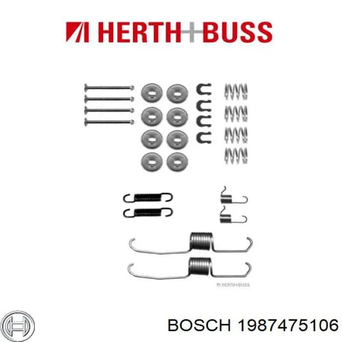 1987475106 Bosch kit de montaje, zapatas de freno traseras