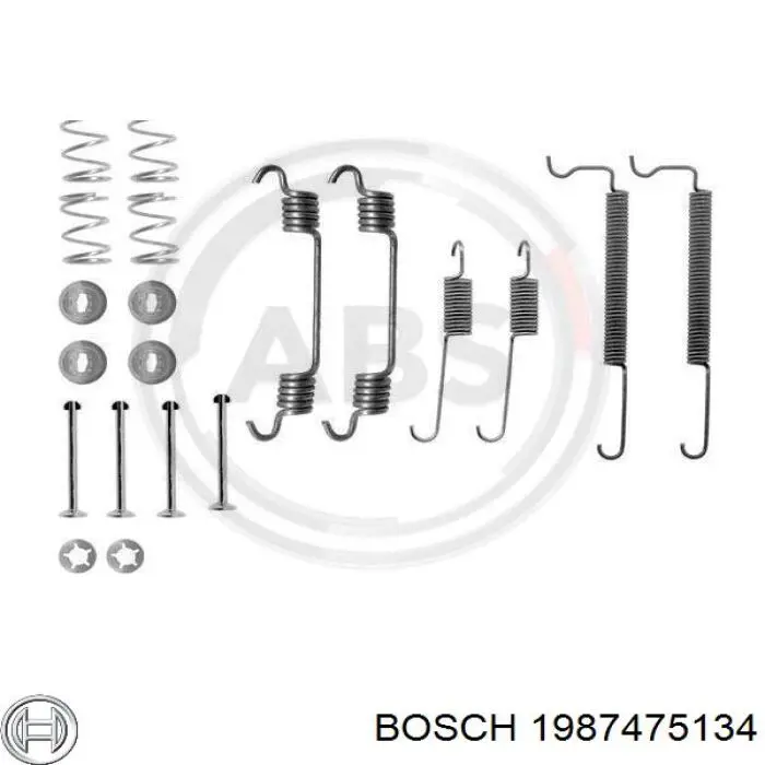 1987475134 Bosch kit de montaje, zapatas de freno traseras