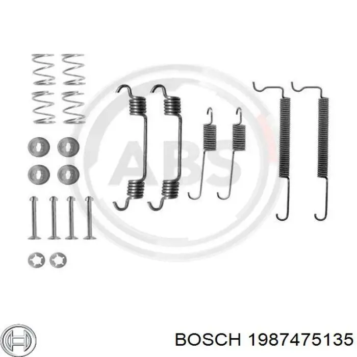 1987475135 Bosch kit de montaje, zapatas de freno traseras