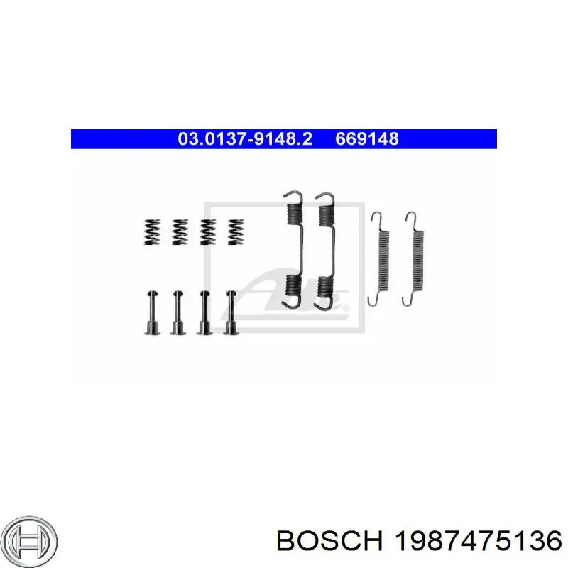 1987475136 Bosch juego de reparación, pastillas de frenos