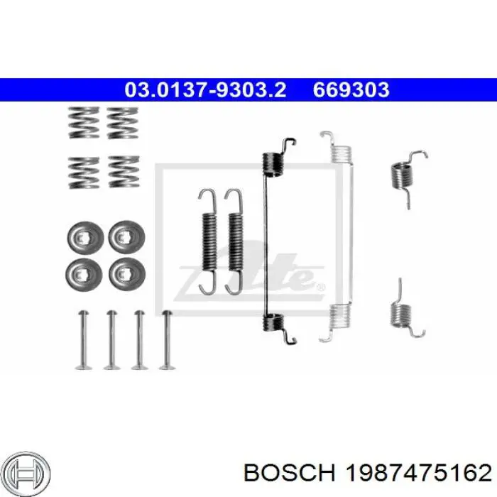1987475162 Bosch kit de montaje, zapatas de freno traseras
