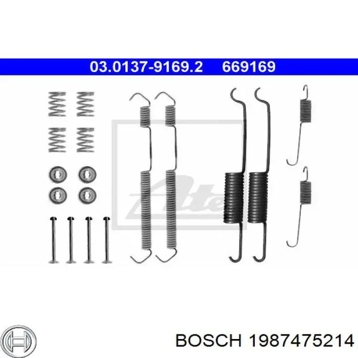 1987475214 Bosch kit de montaje, zapatas de freno traseras