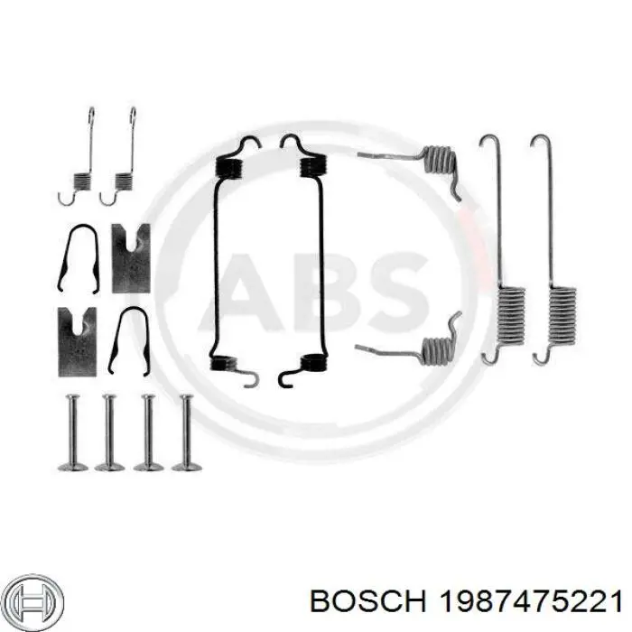 1987475221 Bosch kit de montaje, zapatas de freno traseras