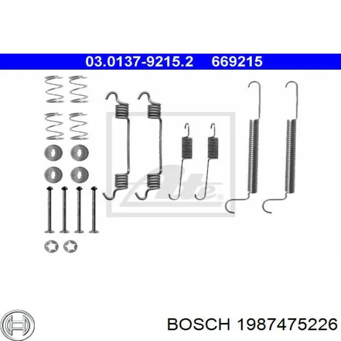 1987475226 Bosch kit de montaje, zapatas de freno traseras