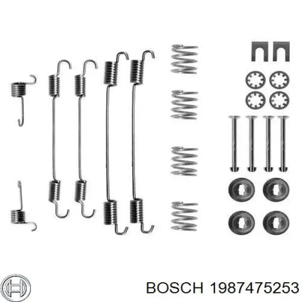 1987475253 Bosch kit de montaje, zapatas de freno traseras