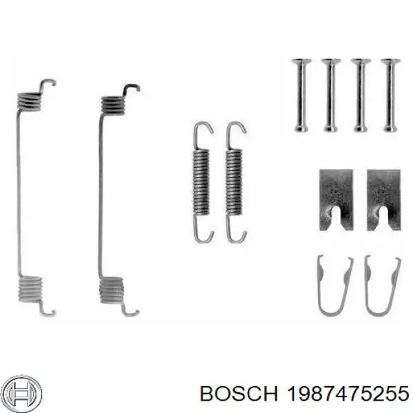 1987475255 Bosch kit de montaje, zapatas de freno traseras