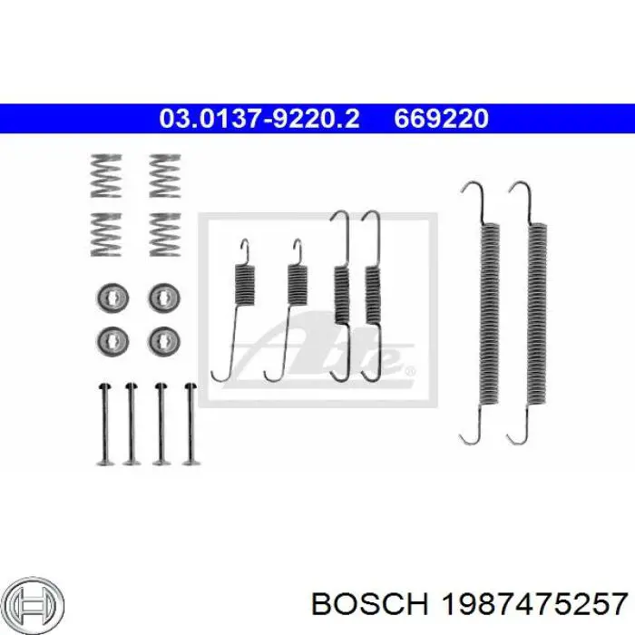 1987475257 Bosch kit de montaje, zapatas de freno traseras