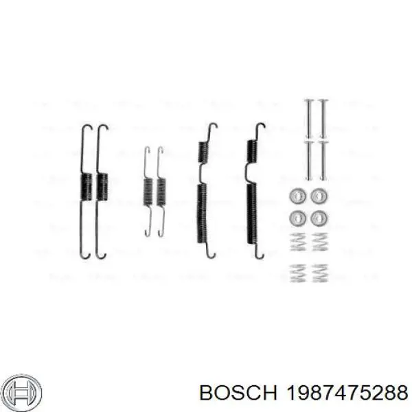 1987475288 Bosch kit de montaje, zapatas de freno traseras