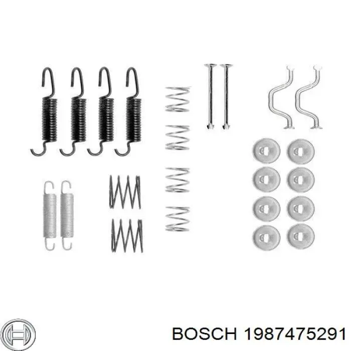 1987475291 Bosch kit de montaje, zapatas de freno traseras